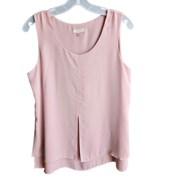 Laura Blush / Pink Flowy Sleeveless Blouse Tank Top With Slit Details Size 4 - Picture 1 of 12